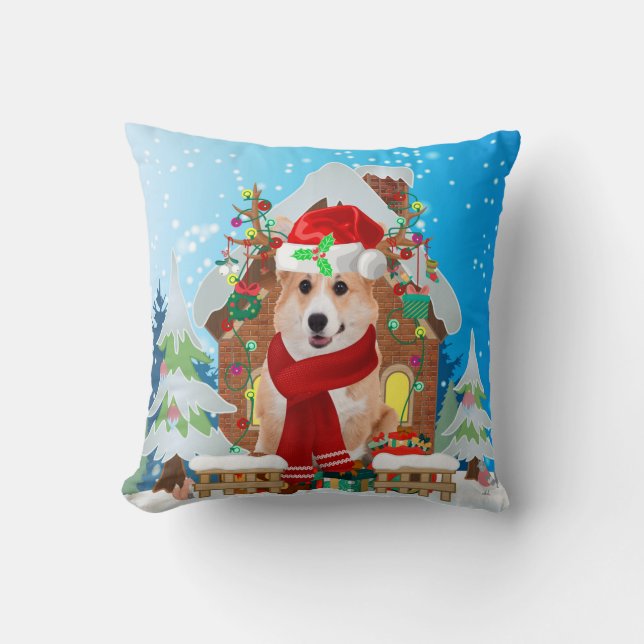 Corgi Hund mit Weihnachtsgeschenken Kissen (Vorderseite)