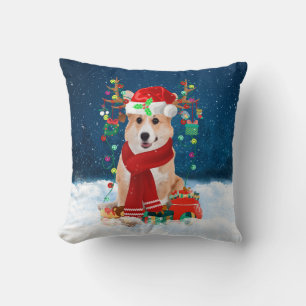 Corgi Hund mit Weihnachtsgeschenken Kissen
