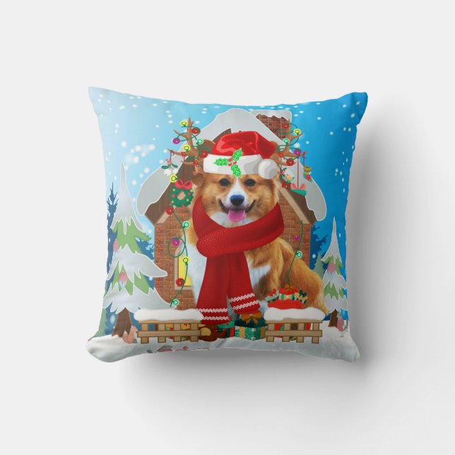 Corgi Hund mit Weihnachtsgeschenken Kissen (Vorderseite)