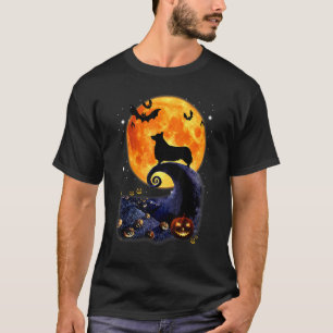 Corgi-Hund-Mond-Kürbis-Halloween-Hundekostüm T-Shirt