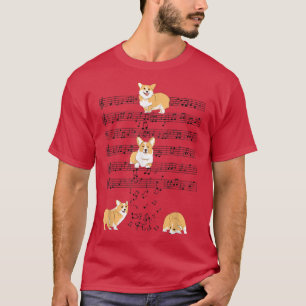 Corgi Hund Musiknote Clef Musician Niedlich Corgi T-Shirt