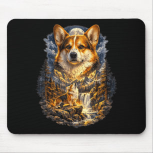 Corgi-Hund Natur Heulen zum Mond Vintage Mousepad