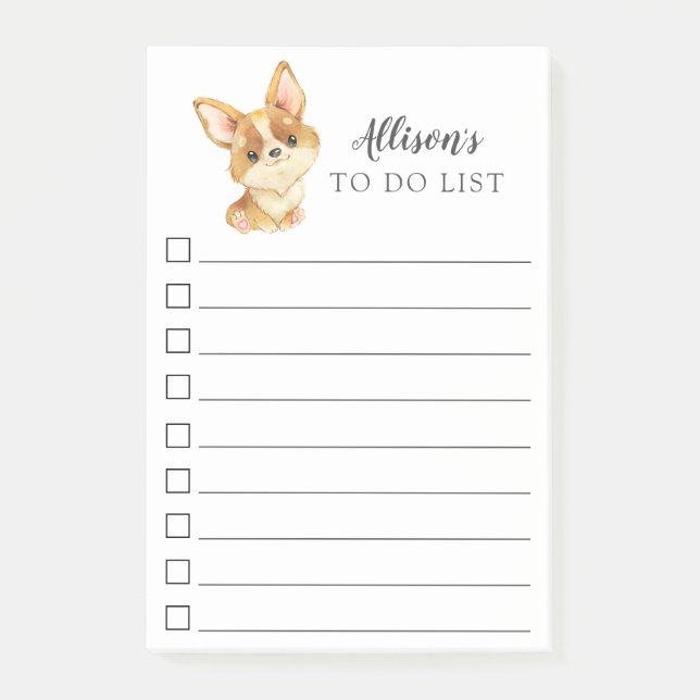 Corgi Hund Personalisiert zu führen Post-it Klebezettel (Vorderseite)