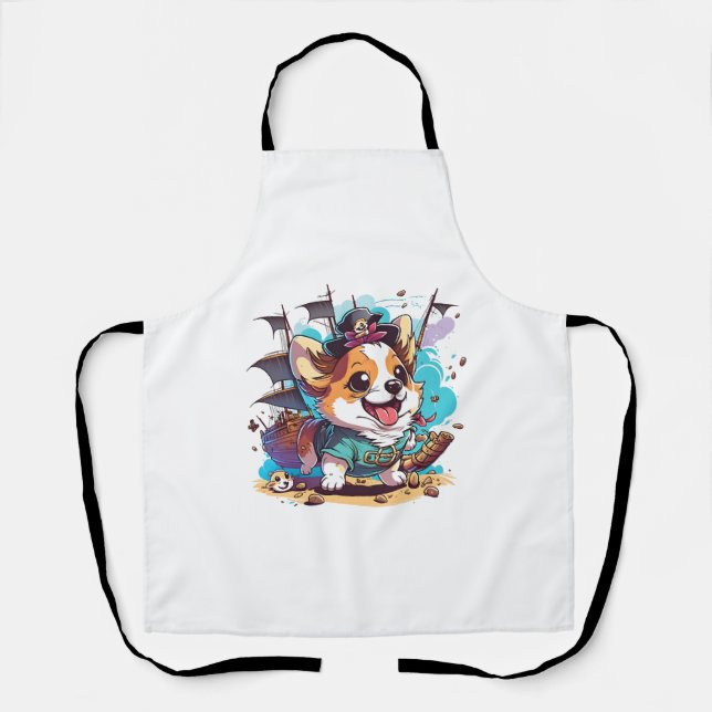 Corgi-Hund-Pirat Schürze (Vorderseite)