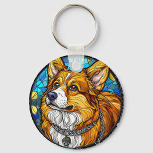 Corgi-Hund-Porträt Schlüsselanhänger