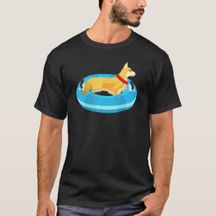 Corgi-Hund Schwimmender Fluss Welpen Tubing T-Shir T-Shirt