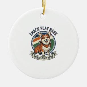 Corgi-Hund-Shirt Lustige Vintage-Prägung Haustierl Keramik Ornament