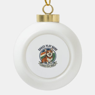 Corgi-Hund-Shirt Lustige Vintage-Prägung Tierliebh Keramik Kugel-Ornament