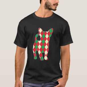 Corgi-Hund-Silhouette-Kariert-Weihnachtsmuster T-Shirt