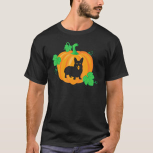 Corgi-Hund-Silhouette Kürbis Halloween T-Shirt