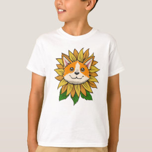 Corgi-Hund Sonnenblume T-Shirt