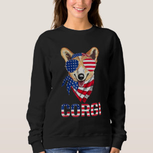Corgi Hund Sonnenbrille American Flag 4. Juli Männ Sweatshirt
