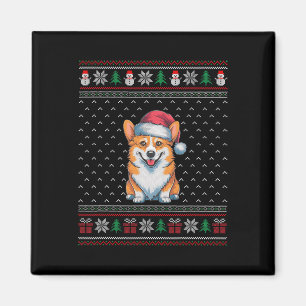 Corgi Hund Tragen Weihnachtsmannmütze Ugly Xmas Hu Magnet