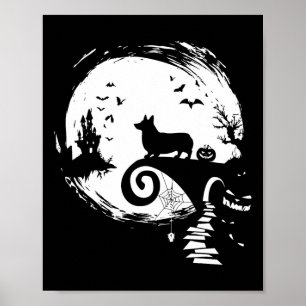 Corgi-Hund und Mond Halloween-Kostüm Hunde-Liebhab Poster