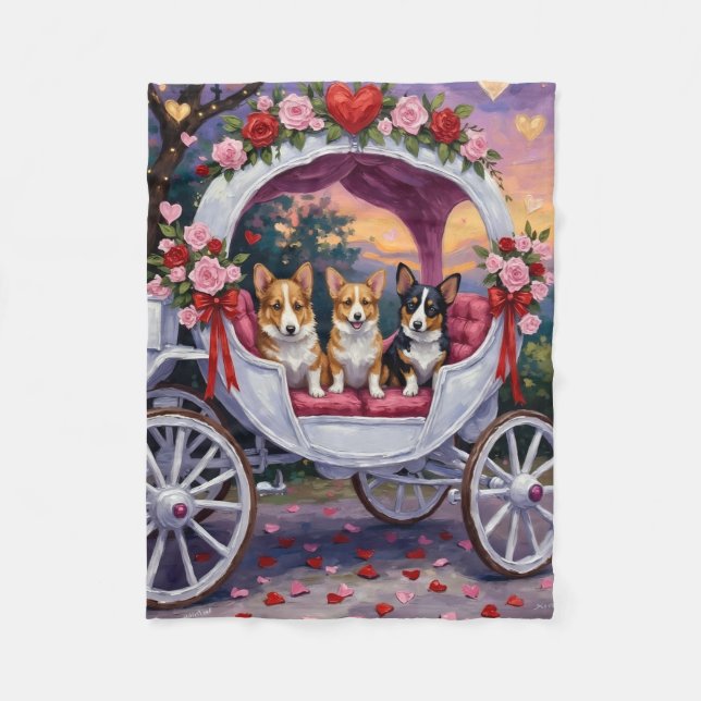 Corgi Hund Valentinstag  Fleecedecke (Vorderseite)