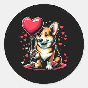 Corgi-Hund Valentinstag Hundebesitzer Valentinsgru Runder Aufkleber