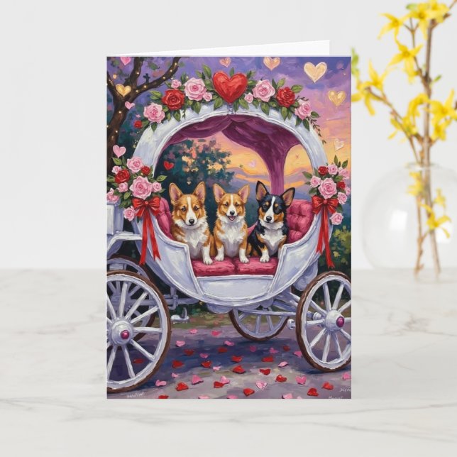 Corgi Hund Valentinstag  Karte (Gelbe Blume)