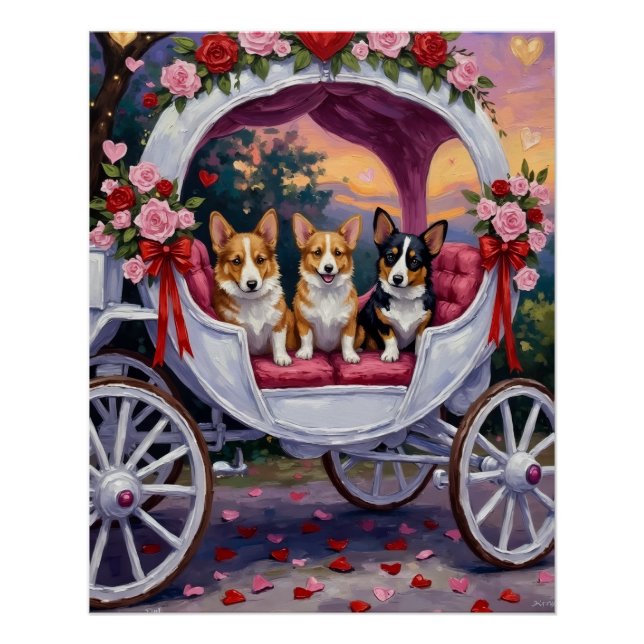 Corgi Hund Valentinstag  Poster (Vorderseite)