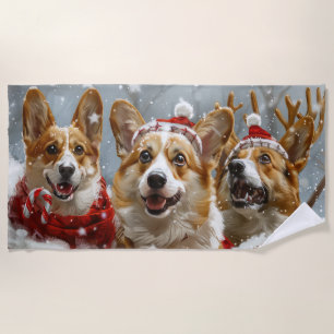 Corgi Hund Weihnachten Festlich Strandtuch
