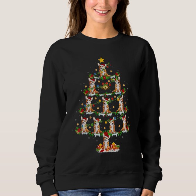 Corgi Hund  Weihnachtsbeleuchtung Corgi Weihnachts Sweatshirt (Vorderseite)
