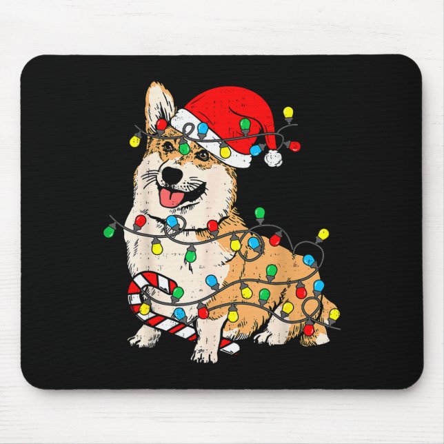 Corgi-Hund-Weihnachtsbeleuchtung-Pyjama-Weihnachts Mousepad (Vorne)