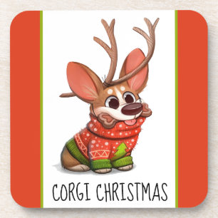 Corgi-Hund-Weihnachtsuntersetzer Getränkeuntersetzer