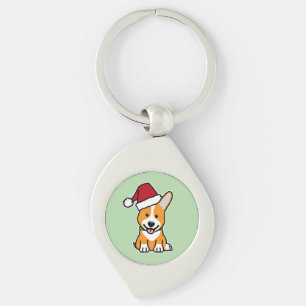 Corgi-Hund-Welpe Pembroke Welsh Weihnachten Santa- Schlüsselanhänger