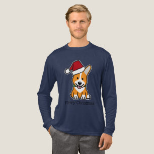 Corgi-Hund-Welpe Pembroke Welsh Weihnachts-Santa-M Tri-Blend Shirt