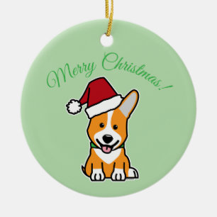 Corgi-Hund-Welpe süß Pembroke Welsh Weihnachten Sa Keramik Ornament
