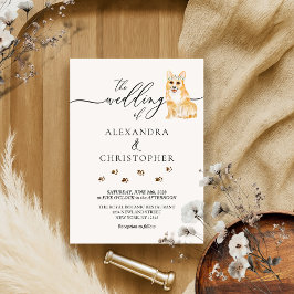 Corgi Hund Welpe Wedding Calligraphy Einladung