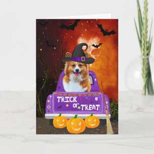 Corgi Hund zu Halloween-Lkw Karte
