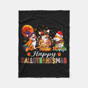 Corgi Hunde Halloween Erntedankfest Weihnachten Ha Fleecedecke