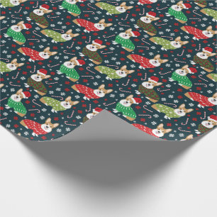 Corgi-Hunde in Weihnachtspullovern Festives Muster Geschenkpapier