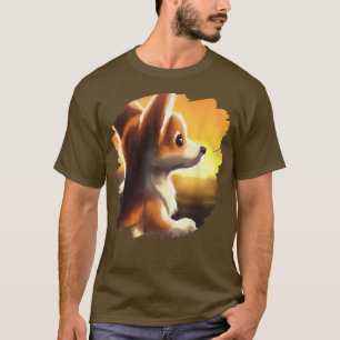Corgi-Hunde-Kunst Sonnenuntergang Vintage Retro Co T-Shirt