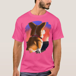 Corgi-Hunde-Kunst Sonnenuntergang Vintage Retro Co T-Shirt