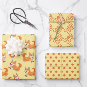 Corgi-Hunde-Liebe-Geschenkpapier-Set von 3 Geschenkpapier Set