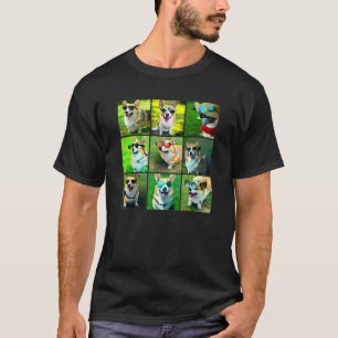 Corgi-Hunde mit coolen bunten Sonnenbrillen Ai Gen T-Shirt