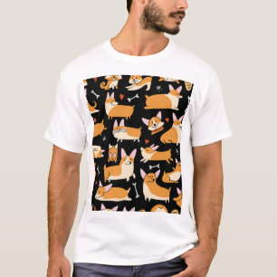 Corgi Hunde, Niedlicher nahtloser Hintergrund. T-Shirt