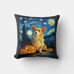 Corgi-Hundefans Malerei von van gogh Sternennacht Kissen