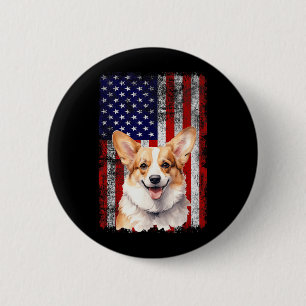 Corgi-Hundefreund US-Flagge 4. Juli Patriotisch Button