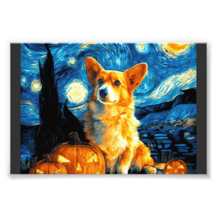 Corgi-Hundefreunde Malerei von van gogh Sternennac Fotodruck
