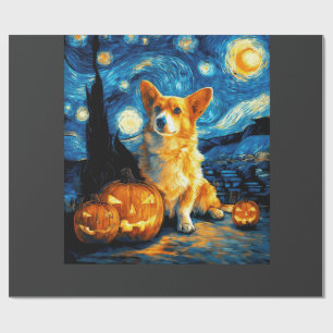 Corgi-Hundefreunde Malerei von van gogh Sternennac Geschenkpapier
