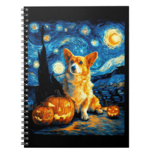 Corgi-Hundefreunde Malerei von van gogh Sternennac Notizblock