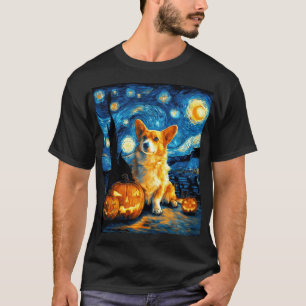 Corgi-Hundefreunde Malerei von van gogh Sternennac T-Shirt