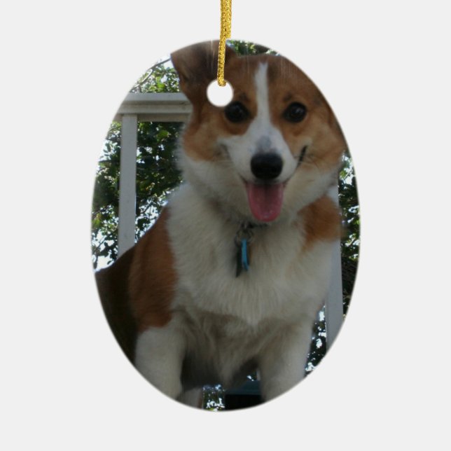 Corgi-Hundeverzierung Keramikornament (Vorne)