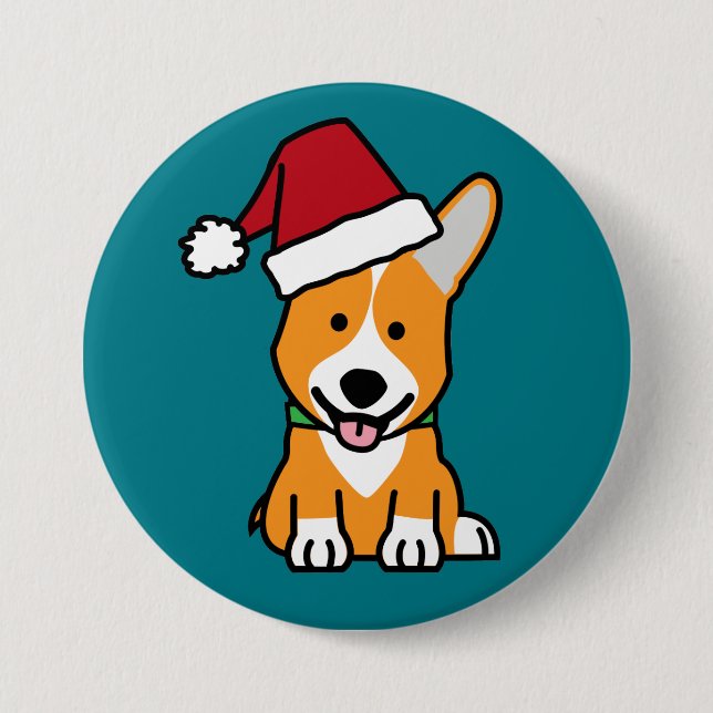 Corgi Hundewelpe Pembroke Welsh Christmas Weihnach Button (Vorderseite)