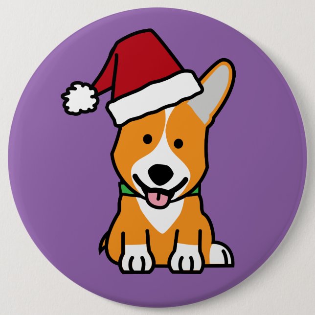 Corgi Hundewelpe Pembroke Welsh Christmas Weihnach Button (Vorderseite)