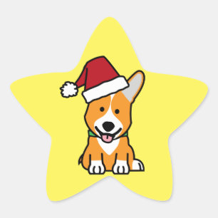 Corgi Hundewelpe Pembroke Welsh Christmas Weihnach Stern-Aufkleber