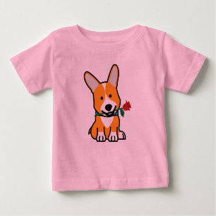 Corgi Hundewelpe Pembroke Welsh Valentine Rose Baby T-shirt