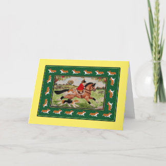 Corgi Huntsman fährt zur Hounds Card Karte